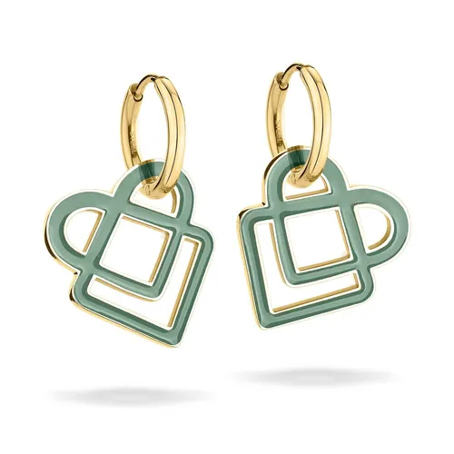 Liebeskind Berlin Ohrring LJ-1211-E-30 grün - Ohrringe für Damen mit 2,5 cm Creole und grünem Charm Anhänger aus Edelstahl, zeitloses Design ideal zum Kombinieren und perfektes Geschenk für jeden Anlass.