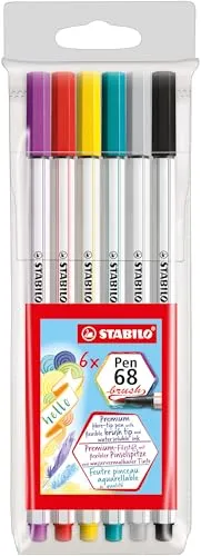STABILO - Premium-Filzstift mit Pinselspitze für variable Strichstärken - Pen 68 brush - 6er Pack