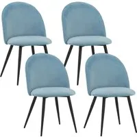 Albatros CAPO Esszimmerstühle 4er Set, Blau - Elegante Samt-Stühle für stilvolles Ambiente - Stühle für Esszimmer und Küche mit edlem Samt-Bezug und kunstvoll gesteppter Rückenlehne, ideal für ein stilvolles Vintage Design.