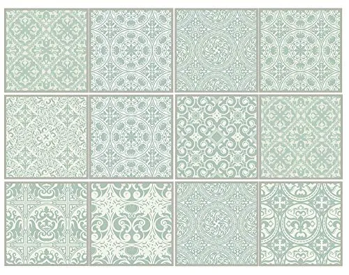 Cuadros Lifestyle Dekorative Stickerfliesen 15x15 cm | Mit tollen Motiven und Ornamenten für Wände und Fliesen | 12 teiliges Set | seidenmatt