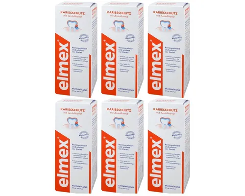 elmex Kariesschutz Mundspülung 2400ml - 6er Pack elmex Kariesschutz Zahnspülung zur effektiven Ergänzung der Zahnpflege. Unterstützt die Mundhygiene und schützt die Zähne vor schädlichen Einflüssen. Ideal für alle, die besonderen Wert auf Zahngesundheit legen.