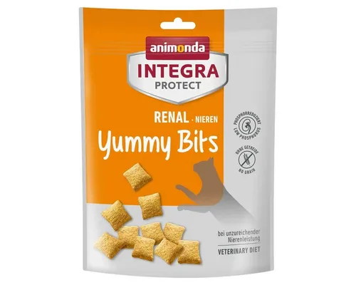 Animonda Integra Protect Renal Yummy Bits 120 g - 6 Stück für Katzen - Leckere und nahrhafte Snacks für Katzen, speziell entwickelt für die Unterstützung der Nierengesundheit. Mit hochwertigen Zutaten und einem hohen Proteingehalt von 26 %.