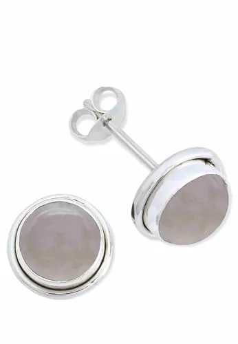 Ohrstecker 925 Silber mit Rosenquarz – Edle Damen Ohrringe - Ohrringe für Damen, handgefertigt aus 925er Sterlingsilber und echtem Rosenquarz, ideal für jeden Anlass und ein perfektes Geschenk.