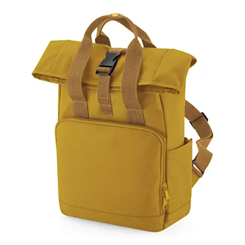 BagBase BG118S | Recycled Mini Roll-Top Rucksack in Senfgelb - Kompakter Mini-Rucksack aus 100% recyceltem Polyester, ideal für den Alltag. Mit Rolltop-Verschluss und gepolstertem Rückeneinsatz für hohen Tragekomfort.