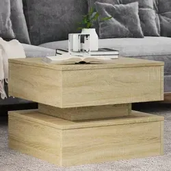 vidaXL Couchtisch mit LED-Leuchten Sonoma-Eiche 50x50x40 cm - Moderner Couchtisch mit RGB-LED-Leuchten, ideal für dein Wohnzimmer. Langlebiges Material und vielseitig einsetzbar als Beistelltisch oder Teetisch.