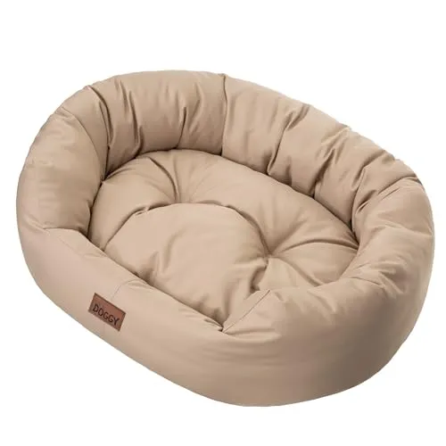 DOGGY Hundebett - Bequemes Haustierbett für kleine bis große Hunde - Wasserabweisend - L 75x60 cm - Beige - Praktisches Hundebett mit herausnehmbarer Matratze für einfache Reinigung und Reisen. Hergestellt aus langlebigem, wasserabweisendem Material, ideal für den täglichen Einsatz. OEKO-TEX-zertifiziert für geprüfte Qualität.