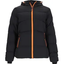 Wattlöper Damen Steppjacke mit Kapuze - Modische Winterjacke Größe 46 in Schwarz - Modische Damen Steppjacke für kalte Tage, mit verstellbarer Kapuze und praktischem Frontreißverschluss. Seitentaschen mit wasserdichtem Zipper bieten sicheren Stauraum. Ideal für Alltag und Freizeit.