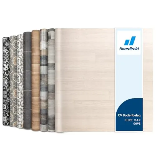 Floordirekt PVC Bodenbelag Meterware nach Maß Vinylboden, CV Linoleum für Küche & Balkon in Holzoptik, Fliesenoptik, Steinoptik - robust & pflegeleicht 100 x 100 cm | Atlantic Pure Oak 009S
