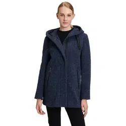 Gil Bret Damen Wolljacke mit Kapuze - Sportliche Funktionsjacke in Moonlight Blau Melange, aus hochwertiger Bouclé-Wollmischung mit wärmendem Steppfutter und praktischen Reißverschlusstaschen – ideal für die Freizeit!