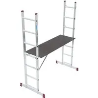 KRAUSE Schiebeleiter Corda 2x7 Sprossen - Leiter aus Aluminium mit 2x7 Sprossen, zusammenklappbar und ideal für Innen- und Außeneinsätze. Max. Belastbarkeit 150 kg und Arbeitshöhe bis 405 cm.