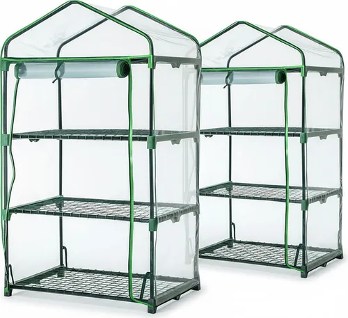 2x Mini Gewächshaus 3 Etagen 126x70x50cm - Robustes Treibhaus für Anzucht & Saatkeimung - Praktisches 3-Etagen-Mini-Gewächshaus für Hobbygärtner. Bietet stabilen Raum für Kräuter und Pflanzen. Leicht aufzubauen, wetterfest und ideal für Balkon oder Garten.
