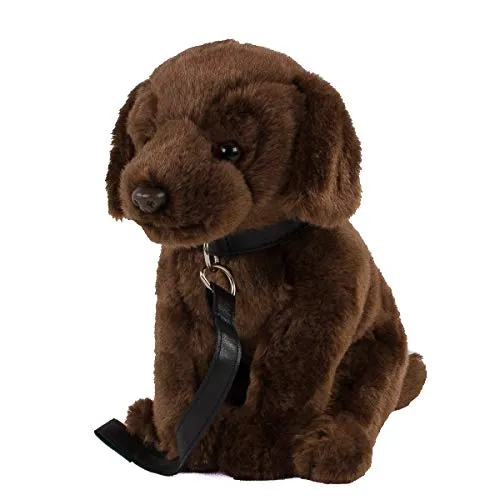 Teddys Rothenburg Kuscheltier Labrador mit Leine 30cm - Stofftier & Teddybären: Schokobrauner, kuschelweicher Plüschhund mit Halsband und Leine, waschbar bis 30°C und schwer entflammbar - der perfekte Begleiter für Kinder!