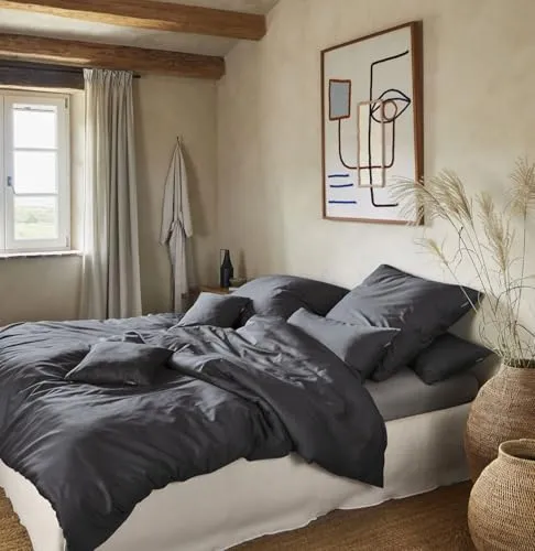 Xxxl Bettwäsche Anthrazit, 135x200 cm - Hochwertige Makosatin-Bettwäsche, pflegeleicht und hautfreundlich, ideal für erholsame Nächte. Oeko-Tex® Standard 100, bügelleicht und für Allergiker geeignet.