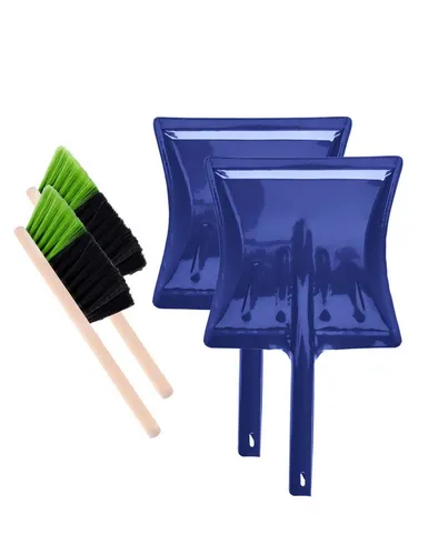 Garronda Reinigungsbürsten-Set Metall Kehrschaufel Set mit Kehrblech und Handbesen GD-0172, (Kehrschaufel Metall und Handfeger Set, 2-tlg)