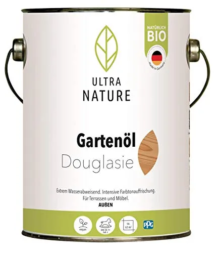 Ultra Nature Garten Öl 2,5 L - Douglasie für Holzoberflächen - Hochwertiges Holzschutzöl für Außenanwendungen, schützt und pflegt Holzoberflächen effektiv. Ideal für den langfristigen Einsatz im Garten.