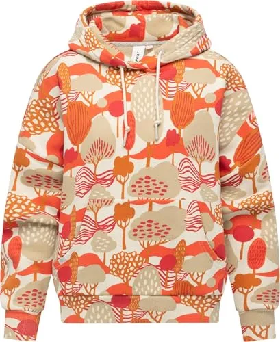 Ragwear Damen Hoodie gemütlicher Pullover mit Verstellbarer Kapuze Pirita Print Ecru Gr. S