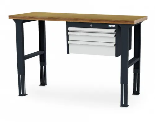 Arbeitstisch höhenverstellbar, Schubladen: 1x50, 1x100, 1x150, BxTxH 1500x600x76