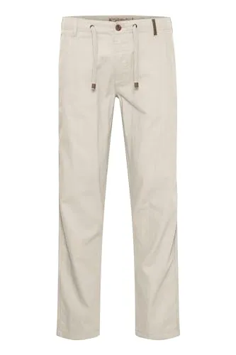 Indicode IDIves Herren Leinenhose Sommerhose Lange Stoffhose mit Kordel Gürtelschlaufen Leinenmix Eingrifftaschen Regular fit, Größe:3XL, Farbe:Fog (004)