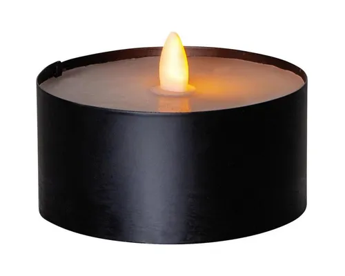 MARELIDA LED-Kerze XXL LED Teelicht H: 7cm D: 10cm Batteriebetrieb Timer f. Außen schwarz