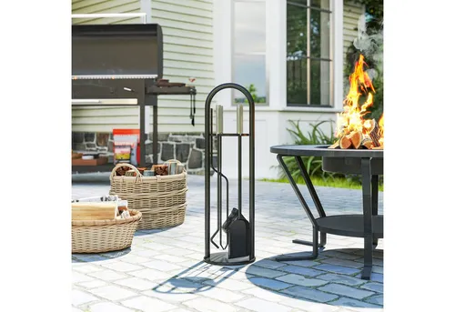 Outsunny Kaminbesteck Set, Schwarz, 5-teilig von Outsunny