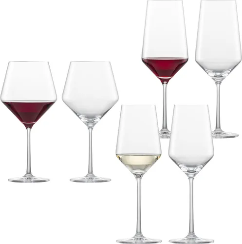 Zwiesel Glas PURE Rotwein- und Weißweingläserset 6-tlg. - Elegantes 6-teiliges Gläser-Set für Rot- und Weißwein, spülmaschinengeeignet und ideal für Weinliebhaber, die Stil und Qualität schätzen.
