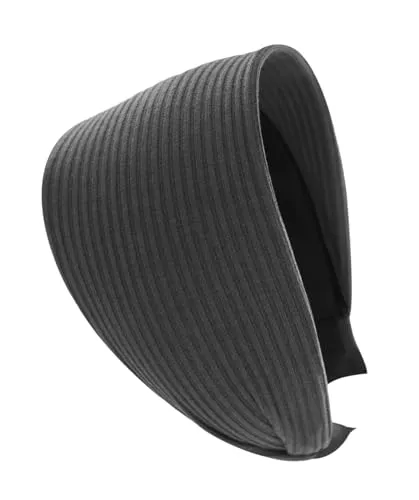 axy Breiter Haarreif aus Strickstoff Wunderschön Damen Stirnband Haarschmuck Haarreifen Hairband HR38A (Dunkelgrau, Extra breit)