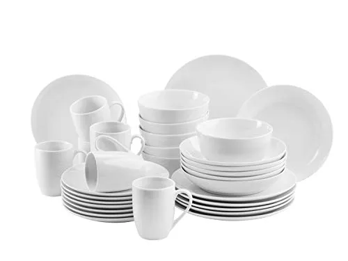 MÄSER Barca Geschirr-Set für 6 Personen, 30-tlg. Kombiservice - Hochwertiges Porzellan-Service, spülmaschinen- und mikrowellengeeignet, ideal für stilvolle Dinnerpartys oder den täglichen Gebrauch.