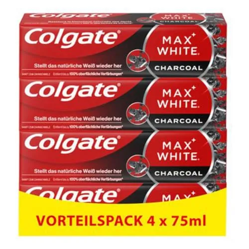 Colgate Max White Charcoal Zahnpasta 4x75ml von Colgate