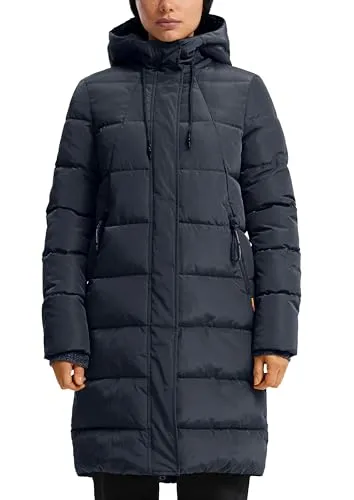 Steppjacke QS Damen XXL dunkelblau - Funktionsjacke für Damen, kniebedeckend, wasserabweisend und pflegeleicht, ideal für Outdoor-Aktivitäten und spontane Verabredungen.