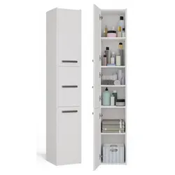 Hoher Badezimmerschrank MARGO – weiß matt