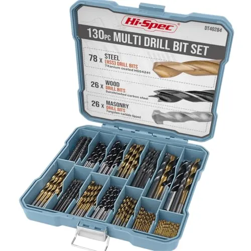 Hi-Spec HSS-Titan Bohrer-Bit-Set – Vielseitig für Metall, Holz, Kunststoff, Ziegel, Beton
