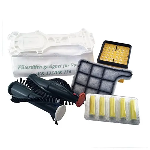 daniclean 24 Staubsaugerbeutel + 4 Filter + Bürsten + Duftstäbchen passend für Vorwerk Staubsauger Kobold 135 136