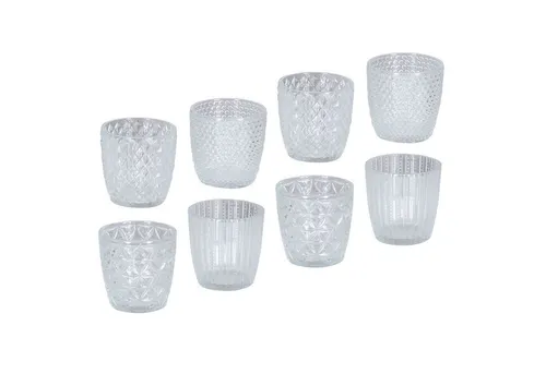 Levandeo® Teelichthalter, 8er Set Windlicht H7,5cm Glas Klar Teelichthalter Tischdeko Kerzen