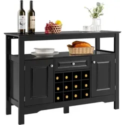 Costway Sideboard Schwarz 116 x 40 x 82 cm mit Türen und Schubladen