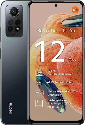 Xiaomi Redmi Note 12 Pro 128GB/8GB RAM Dual-SIM - Simlockfreies Handy mit 5000 mAh Akku, 67 W Turboaufladung und 120 Hz AMOLED-Display für eine flüssige Benutzererfahrung und optimale Leistung.