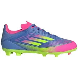 adidas F50 League FG/MG Kinder Fußballschuh blau/pink - Fußballschuhe für Kinder mit schmutzabweisendem Obermaterial, atmungsaktiv und ideal für kleine Fußballer, die auf dem Platz glänzen wollen.