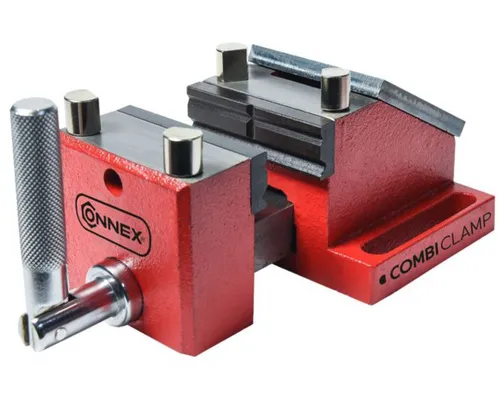 Connex Schraubstock 80mm Combiclamp mit Spannhörner - Rot - Schraubstock aus Sphärostahlguss, ideal für präzise Arbeiten, besonders stabil und langlebig.