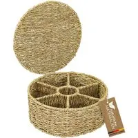 HMF 37091-27CM Teebox Teebeutel Geflochten Seegras Tee Aufbewahrungsbox 7 Großen Fächern 27 x 27 x 11 cm
