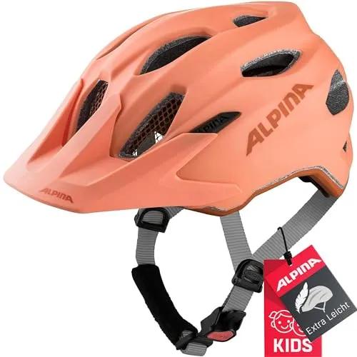 Alpina Carapax JR. Kinder Fahrradhelm - Leichter und robuster Fahrradhelm mit Fliegennetz, optimaler Schutz im Gelände und optionalem LED-Licht für bessere Sichtbarkeit.