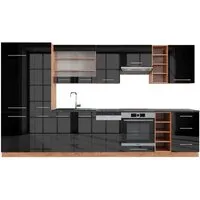 Vicco Küchenzeile Fame-Line, Anthrazit Hochglanz und Goldkraft Eiche - Moderne Küchenzeile in Anthrazit Hochglanz mit Goldkraft Eiche, inklusive Arbeitsplatte und Montagematerial. Ideal für stilvolle Küchen mit viel Stauraum.