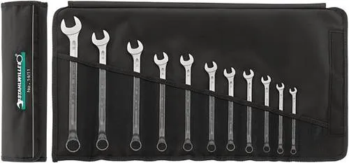 STAHLWILLE 14/11 l Ringmaulschlüssel Set 11-tlg. (8-22 mm) - Werkzeug-Set in robuster Rolltasche, lange Ausführung mit 10° abgewinkelter Ringseite, perfekt für schwer zugängliche Stellen. Extrem belastbar und langlebig, ideal für professionelle Anwender.