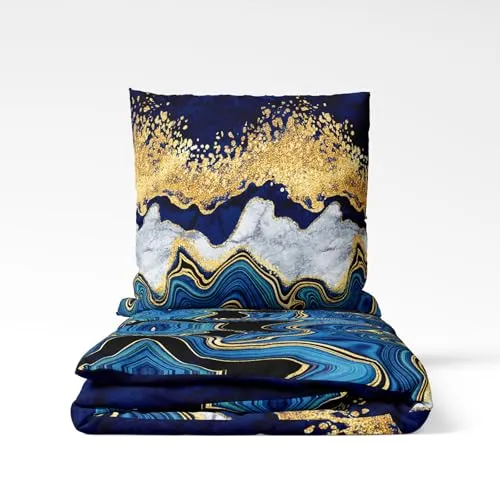 Cotton Market Bettwäsche – Bettwäsche-Sets 3 Teilig – Bettbezug 135x200 cm und 2 Kissenbezüge 70x80 cm – AGAT