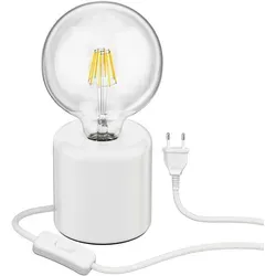 ledscom.de Tischlampe TIPO Porzellan rund weiß Kugel inkl. E27 G125 Filament Lampe 7,123W warm-weiß 838lm