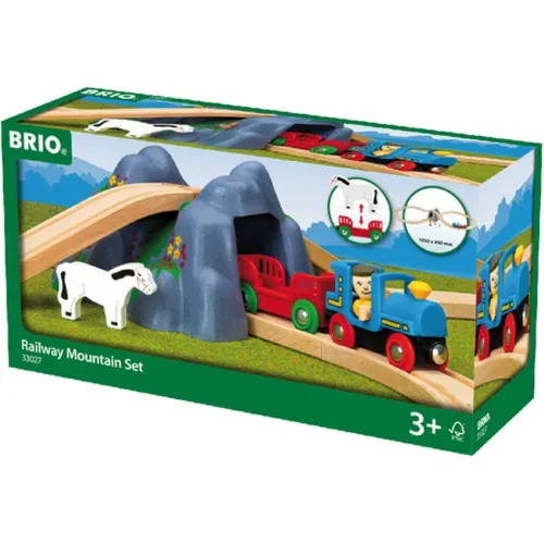 BRIO WORLD 33027 Railway Mountain Set 21 tlg. Dampflok Tunnel Berg Holzeisenbahn