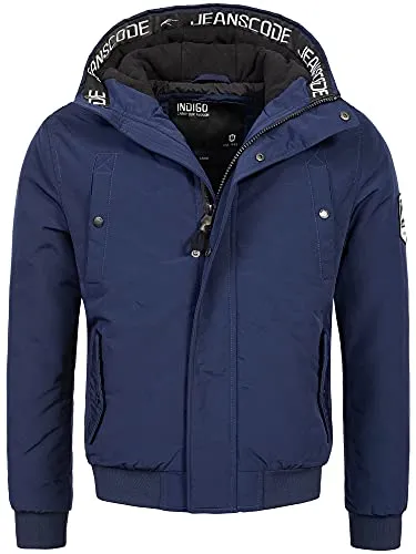 Indicode Herren Albany Jacke mit Kapuze | Herrenjacke Übergangsjacke für Männer Navy, XXL