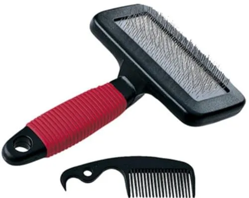 Ferplast Kardierbürste für Hunde und Katzen GRO 5944, inkl. Reinigungskamm, Ideal für mittel- und langhaarige Tiere, 16 x 9,8 x 3,3 cm