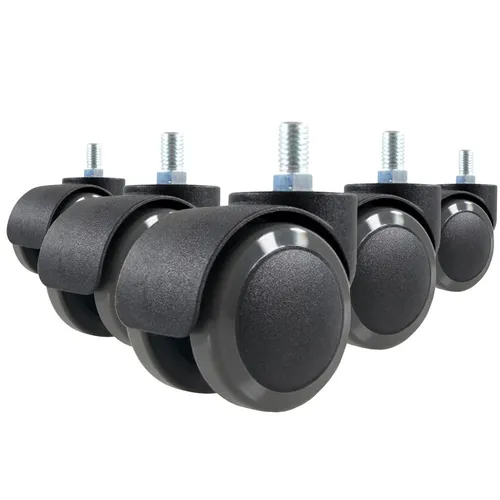 Ersatzrollen für Büro-Stühle 5er Pack ROLO Ø 50 mm - Drehstühle & -sessel, ideal für Hartböden, schützen den Boden und sorgen für leises Gleiten.