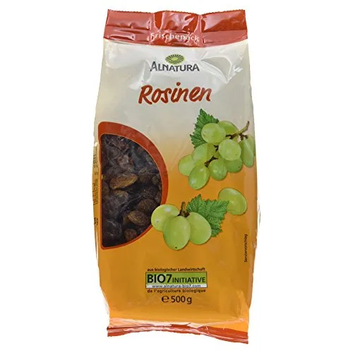 Alnatura Bio Rosinen, 500g - Trockenfrüchte in Bio-Qualität, besonders saftig und aromatisch – ideal für dein Frühstücks-Müsli oder als gesunder Snack.