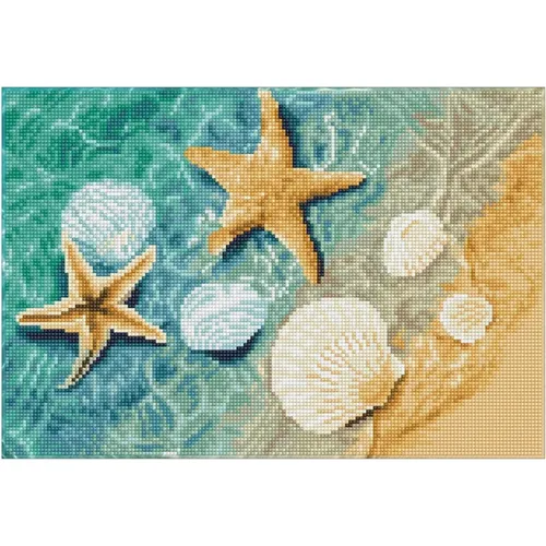 Diamond Dotz Kreativset: Muscheln und Seesterne bunt - Basteln mit Anleitung und Stift mit Antirutschgriff. Enthält vorsortierte Strasssteine für kreativen Spaß ab 12 Jahren. Perfekt für entspannende Stunden!