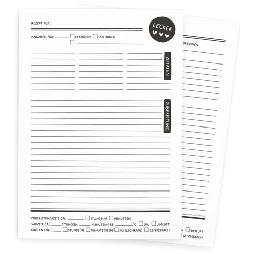 Rezeptblock A4 – 50 Blatt | Abreißblock zum Ausfüllen & Verschenken